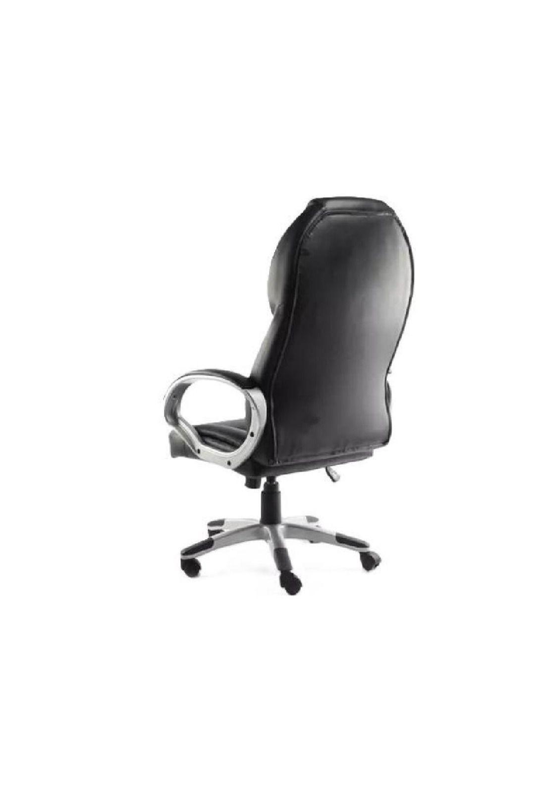 Silla de escritorio ejecutiva ergonómica con tapizado de cuero negro-3