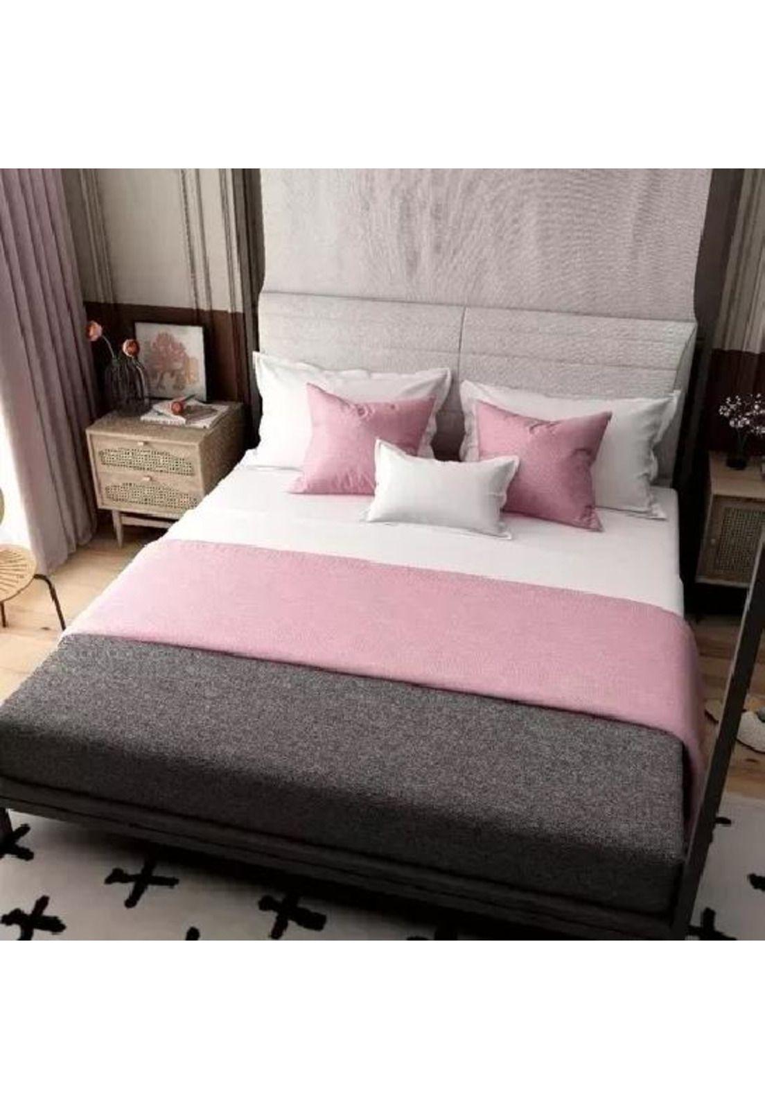 Piecera 60x220 cm + 2 fundas para cama gruesa color palo rosa-2