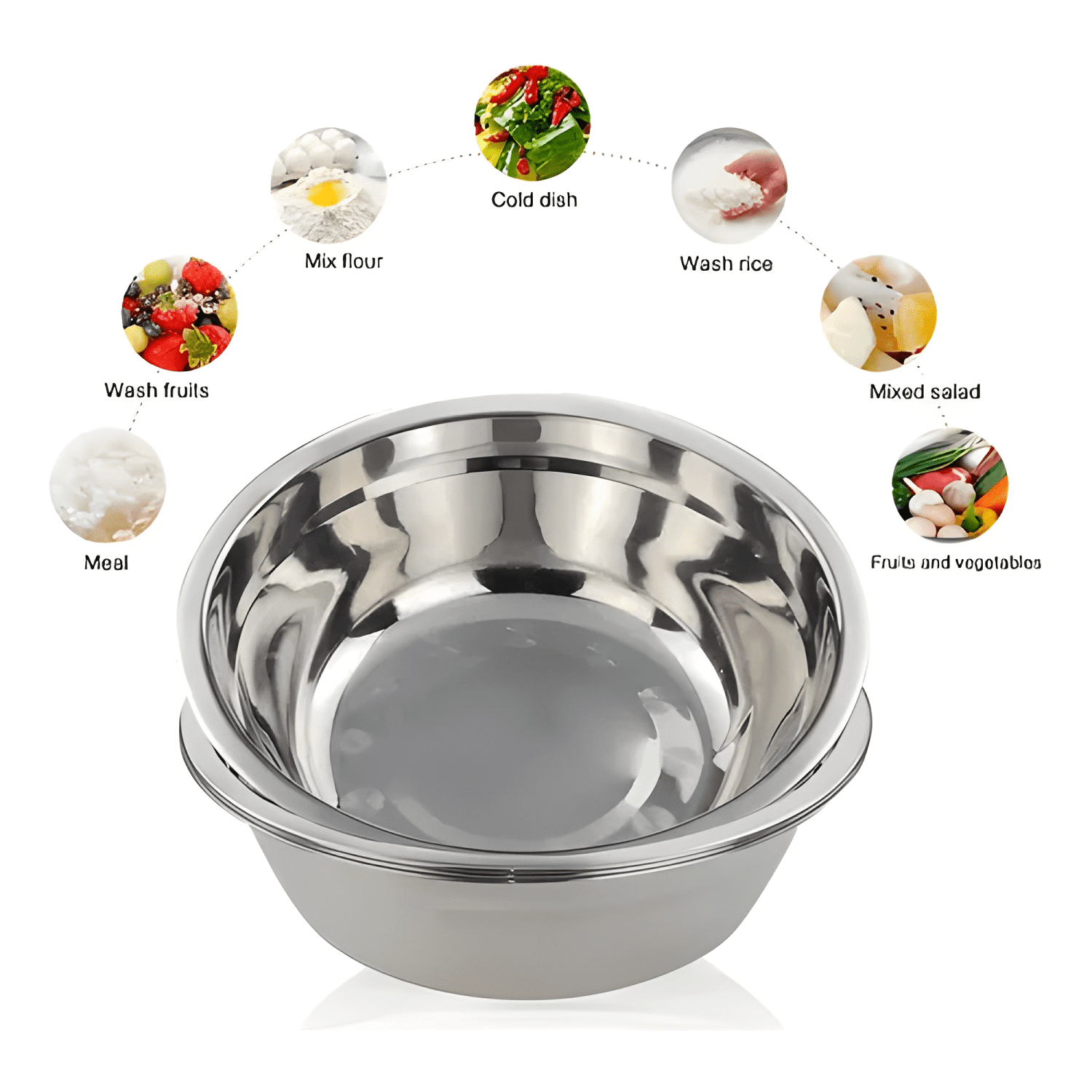 Pack 3 bowl acero inox premium 17cm cocina ensalada 600ml-3