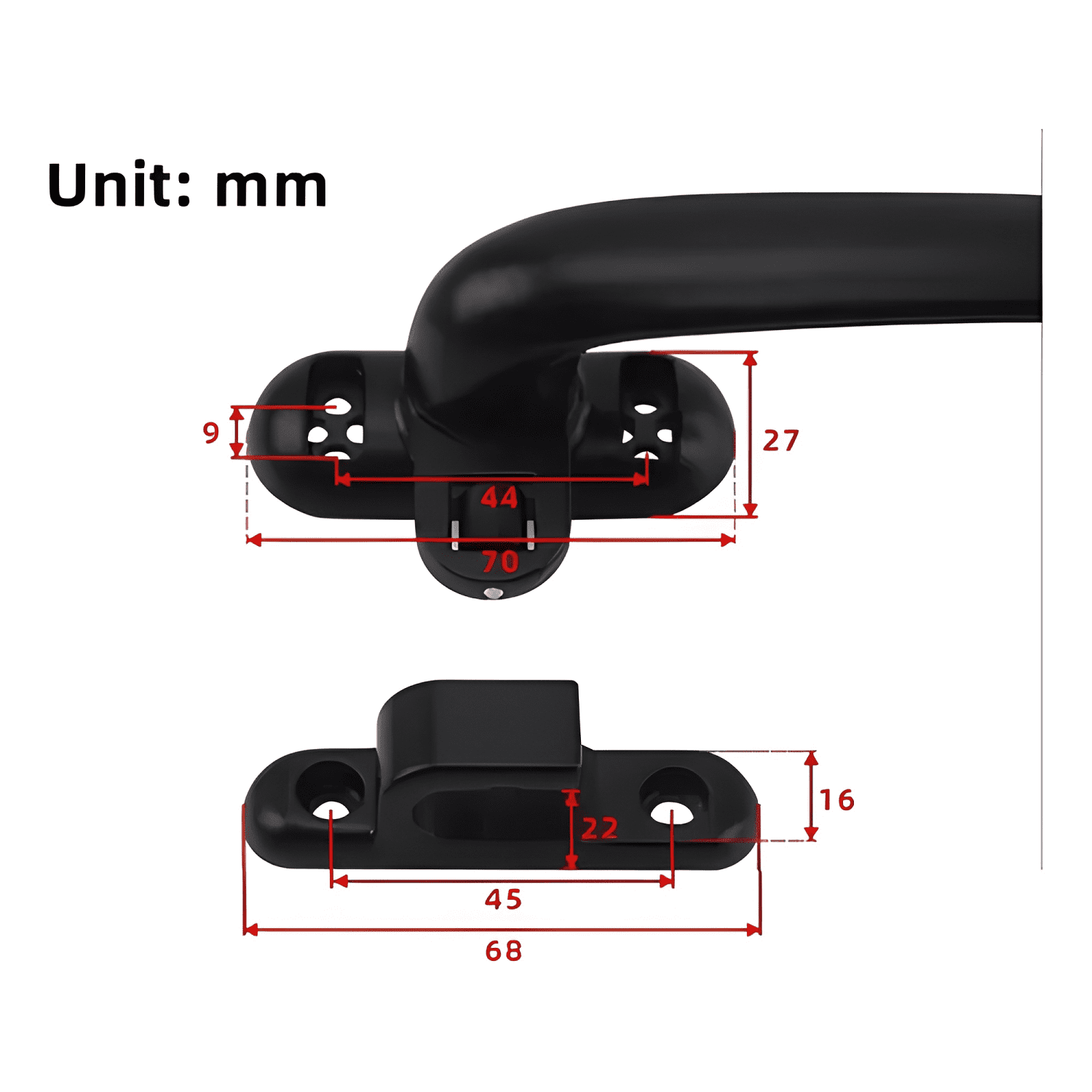 Manilla parche aluminio L42 para ventanas 2 piezas #16-4