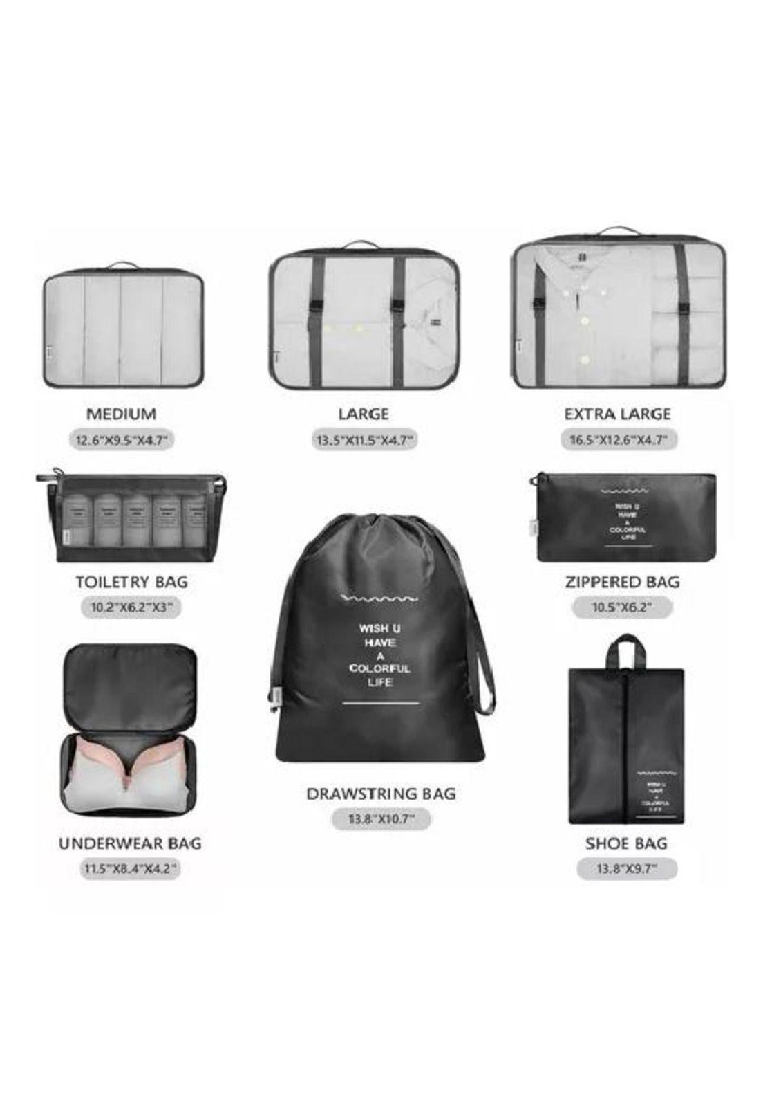 Bolsas de Viaje 8 en 1 - Organizadoras de Viaje para Maleta - Color Negro-2