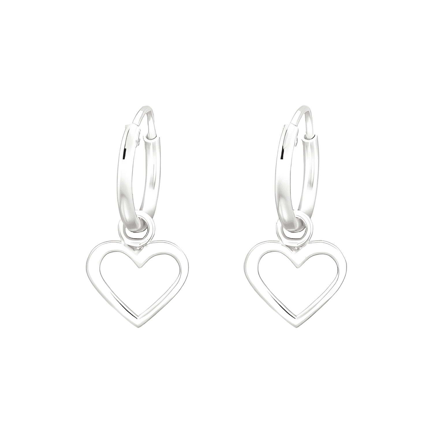 Argollas Pequeñas Con Corazón Plata 925 Niña Mujer-0