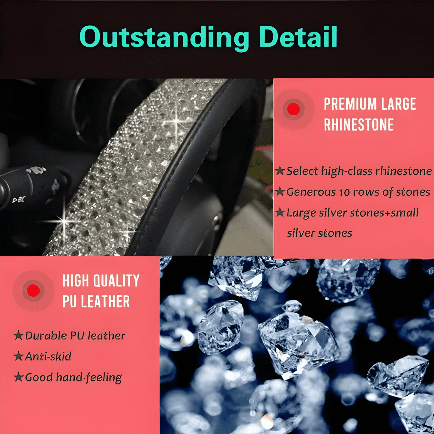 Funda Cubre Volantes Accesorios Auto Diamante Redondo-1