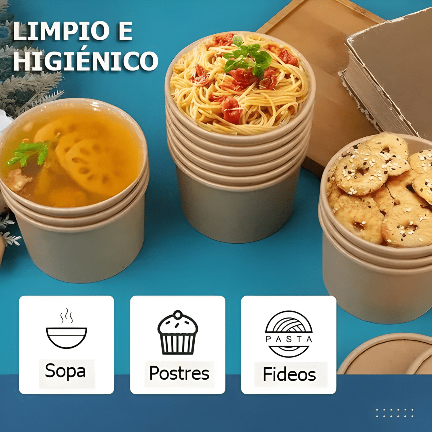 Pote kraft con tapa 8 oz 100u #20-2