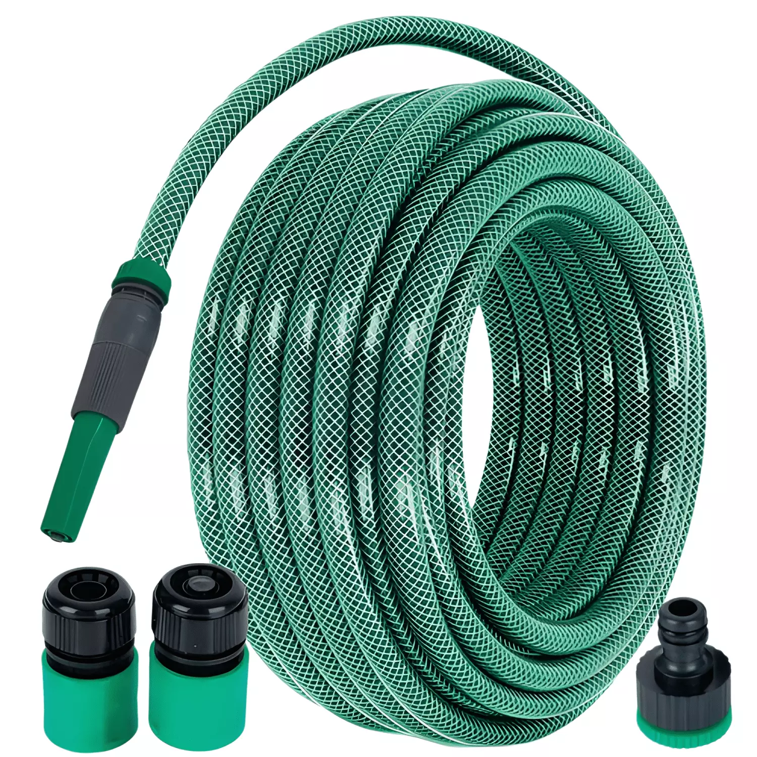Manguera PVC 1/2 pulgada reforzada 20m +accesorios Verde-0