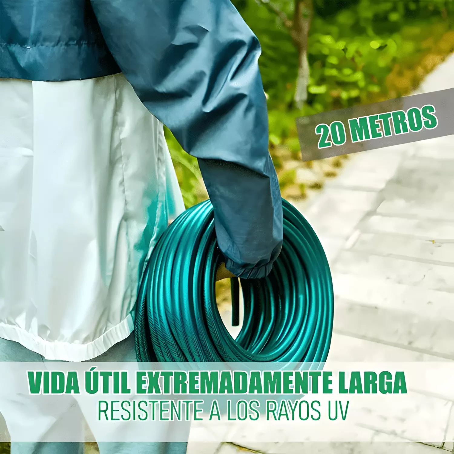 Manguera PVC 1/2 pulgada reforzada 20m +accesorios Verde-3