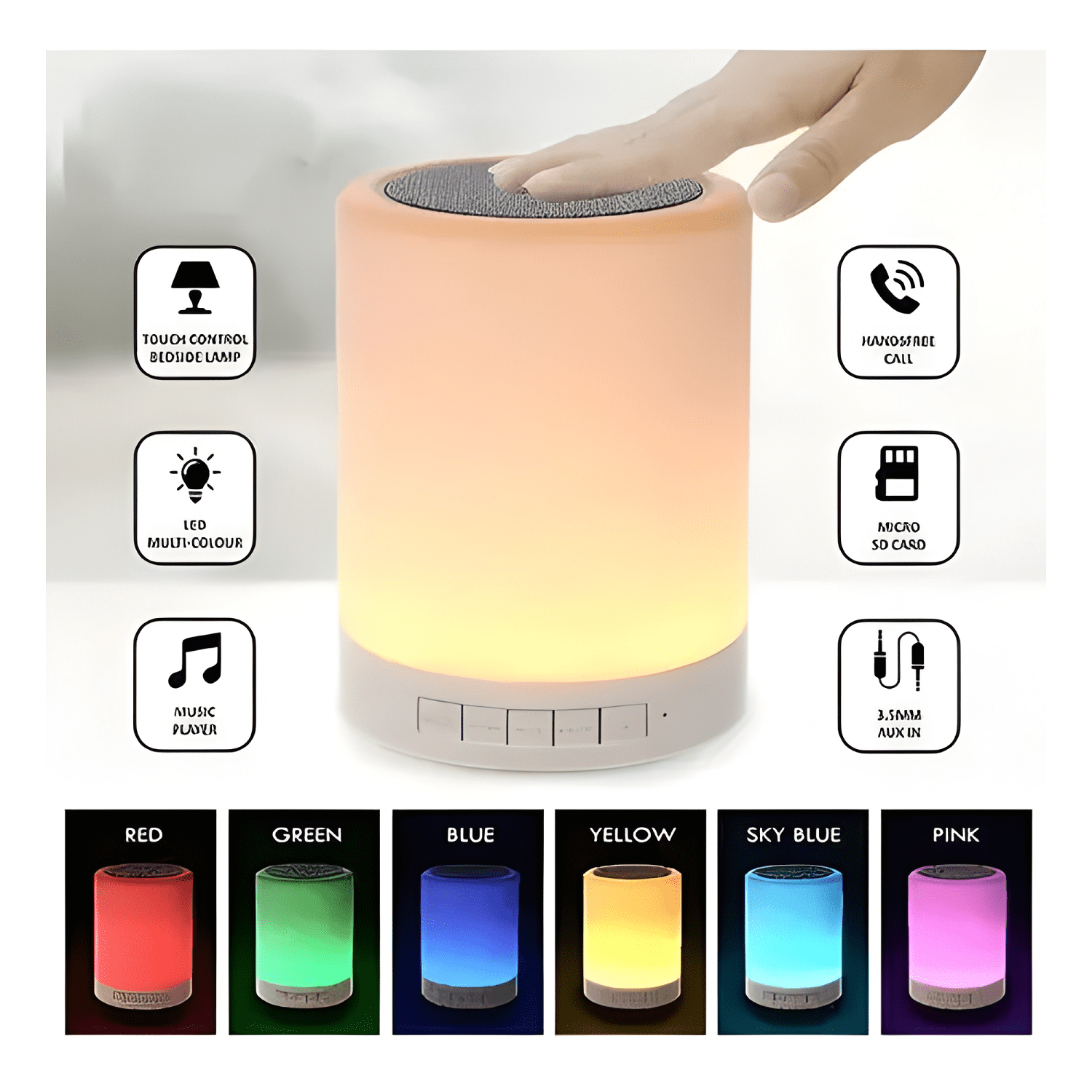 Parlante altavoz bluetooth con luz recargable mp3 touch lamp-1