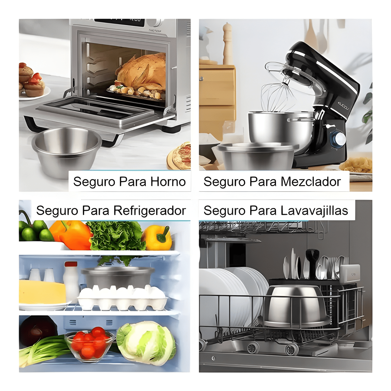 Bowl acero inoxidable cocina reposteria ensalada pack x 3-2