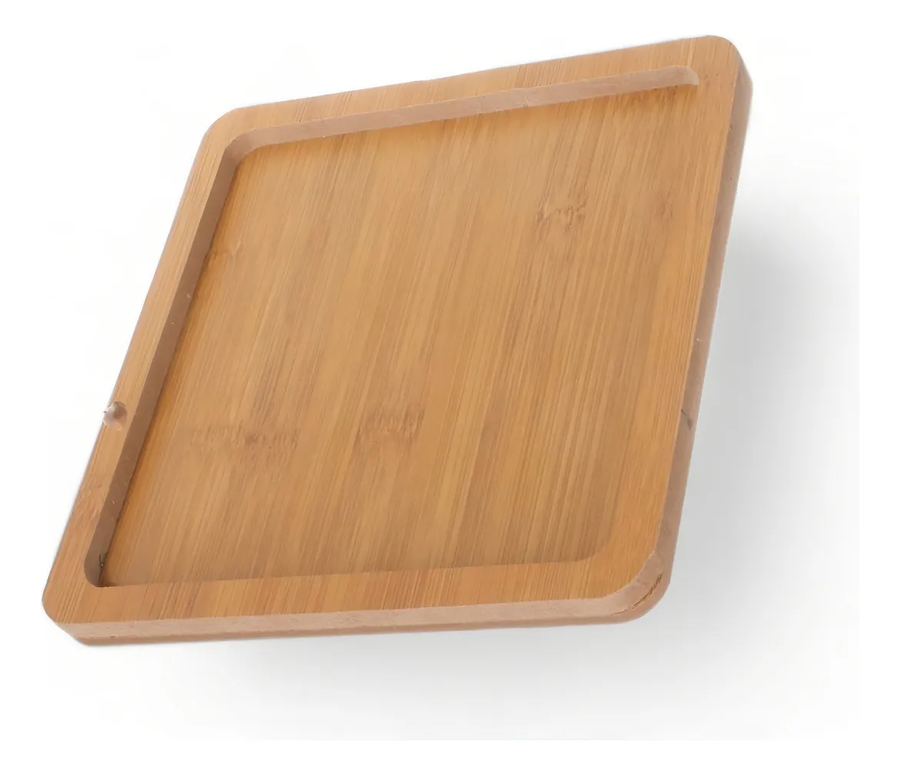 Tabla De Mdf Trupan Para Aperitivos, Pack De 4 Cuadrada, Con Canaleta.-0