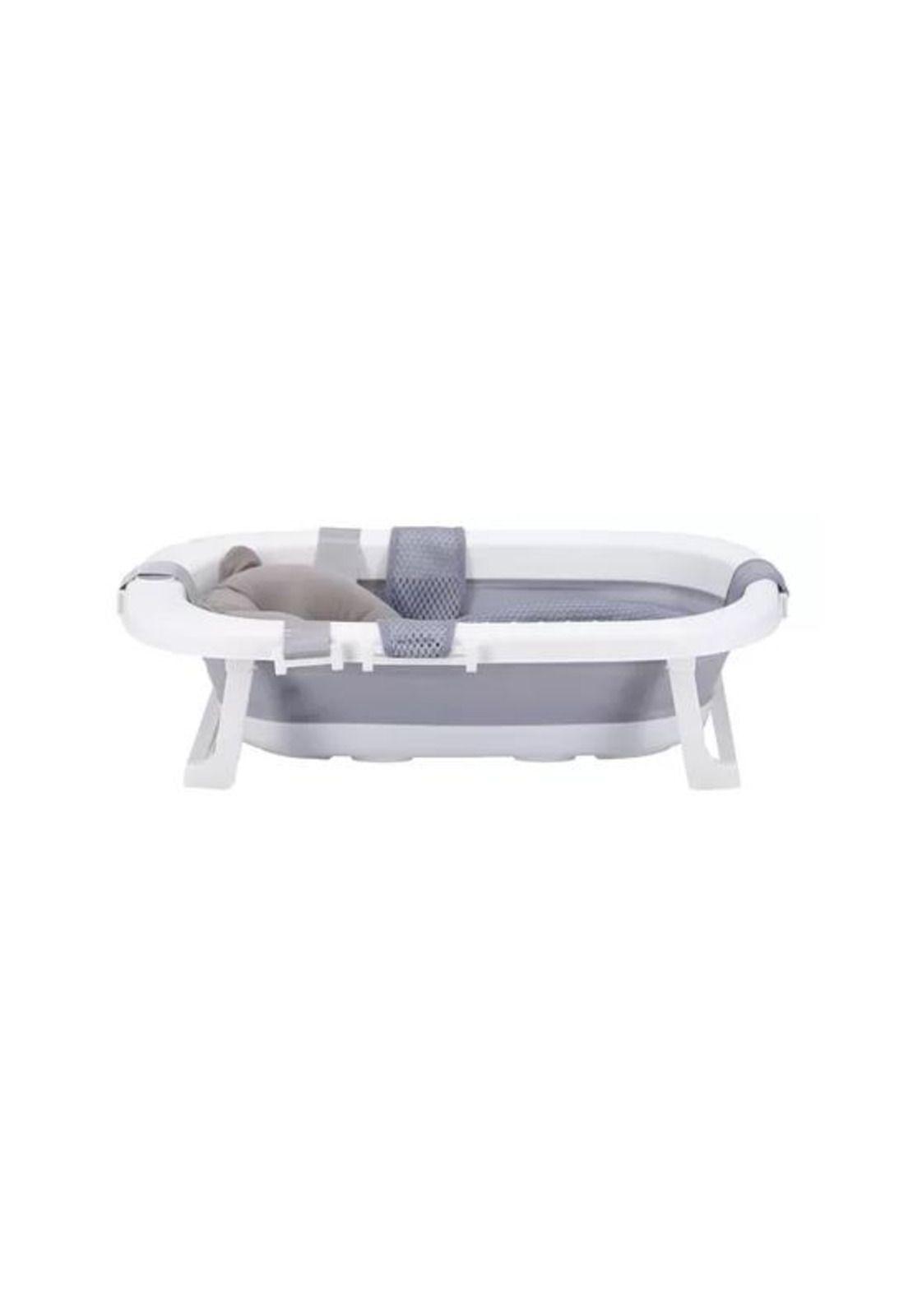Bañera plegable bebé con cojín almohada y reductor, gris-2