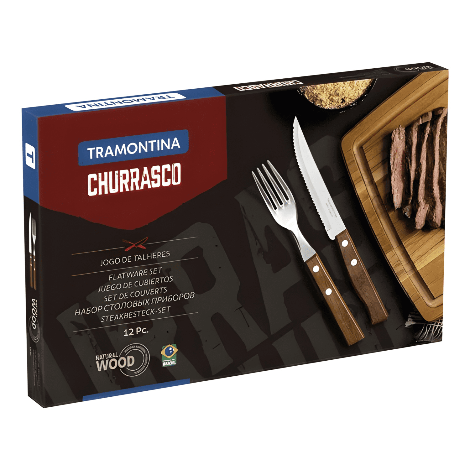 Juego para asado 12 pzas en madera natural Café #2-2