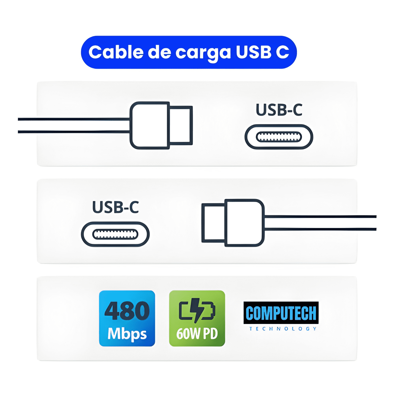 Cable hoco x51 data tipo c a tipo c 100w 1m Blanco-3
