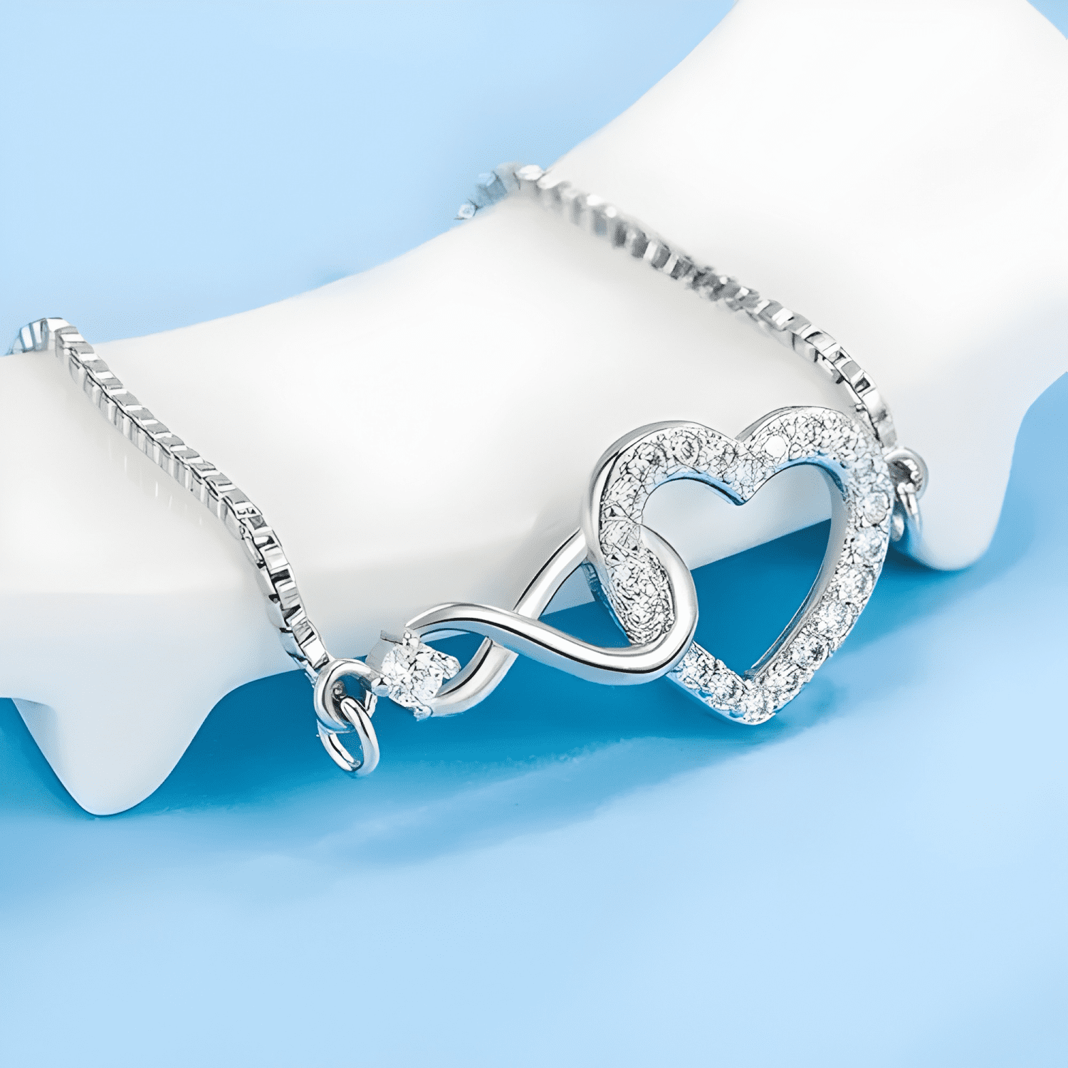 Pulsera plata 925 mujer regalo ajustable corazon pareja-4