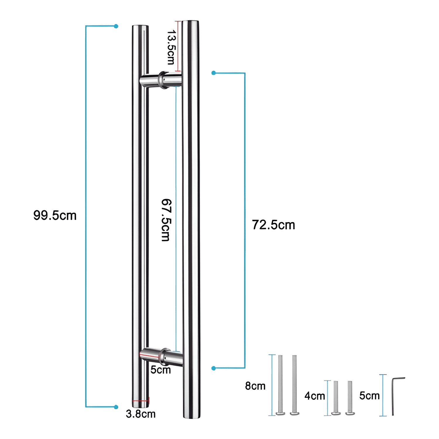 Manija tirador para puerta de acero inoxidable 100 cm #8-1