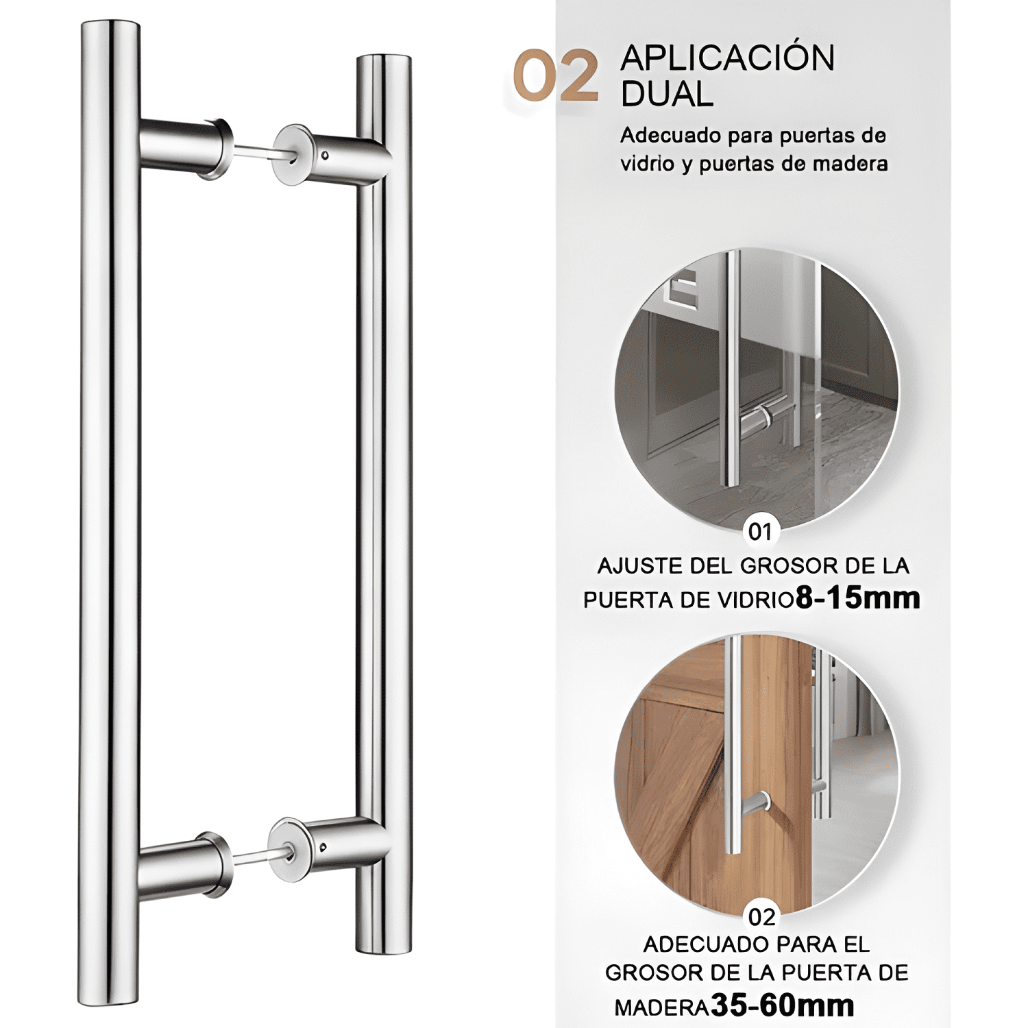 Manija tirador para puerta de acero inoxidable 100 cm #8-2