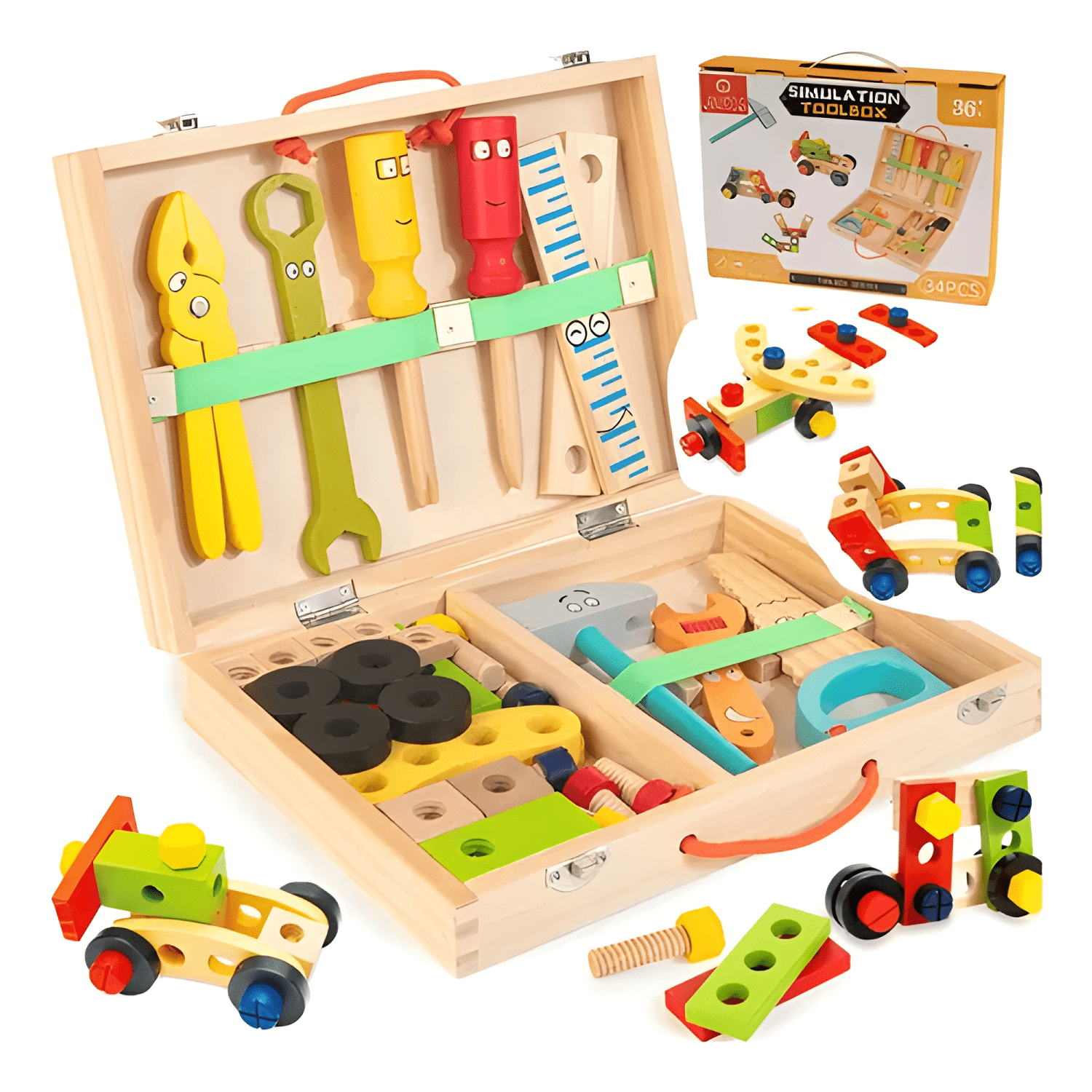Caja de herramientas madera juguete Montessori didáctico #2-0