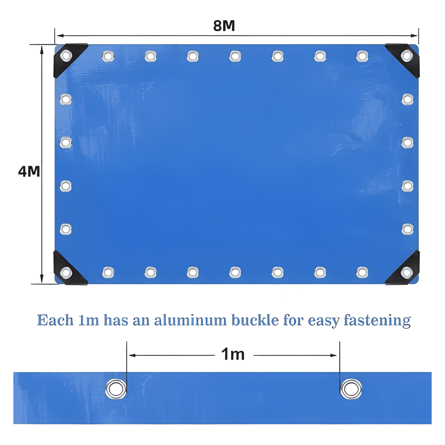 Cobertor de piscina lona multiuso con ojetillos 8x4 m #3-1