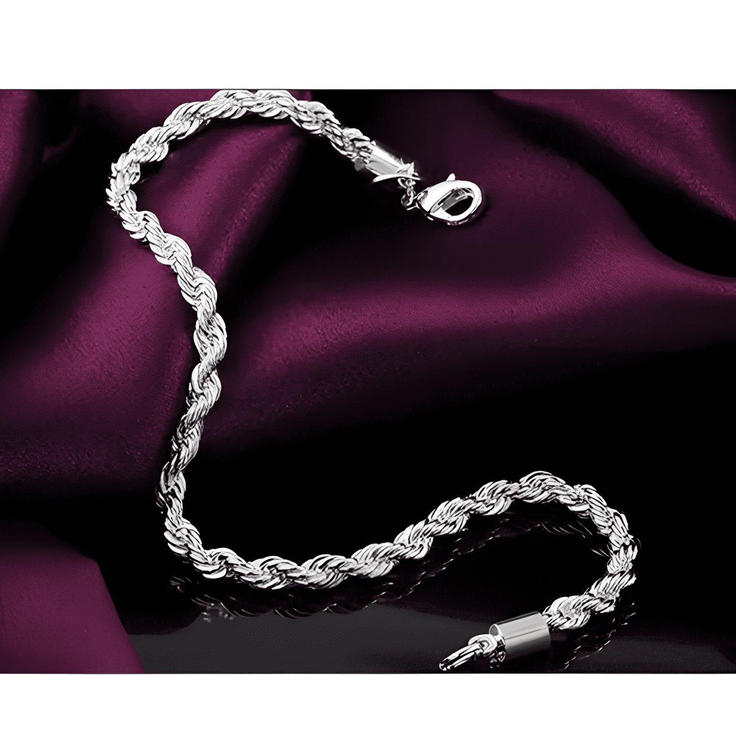 Pulsera torbillon plata 925 4mm 21cm chapado en plata hombre-2