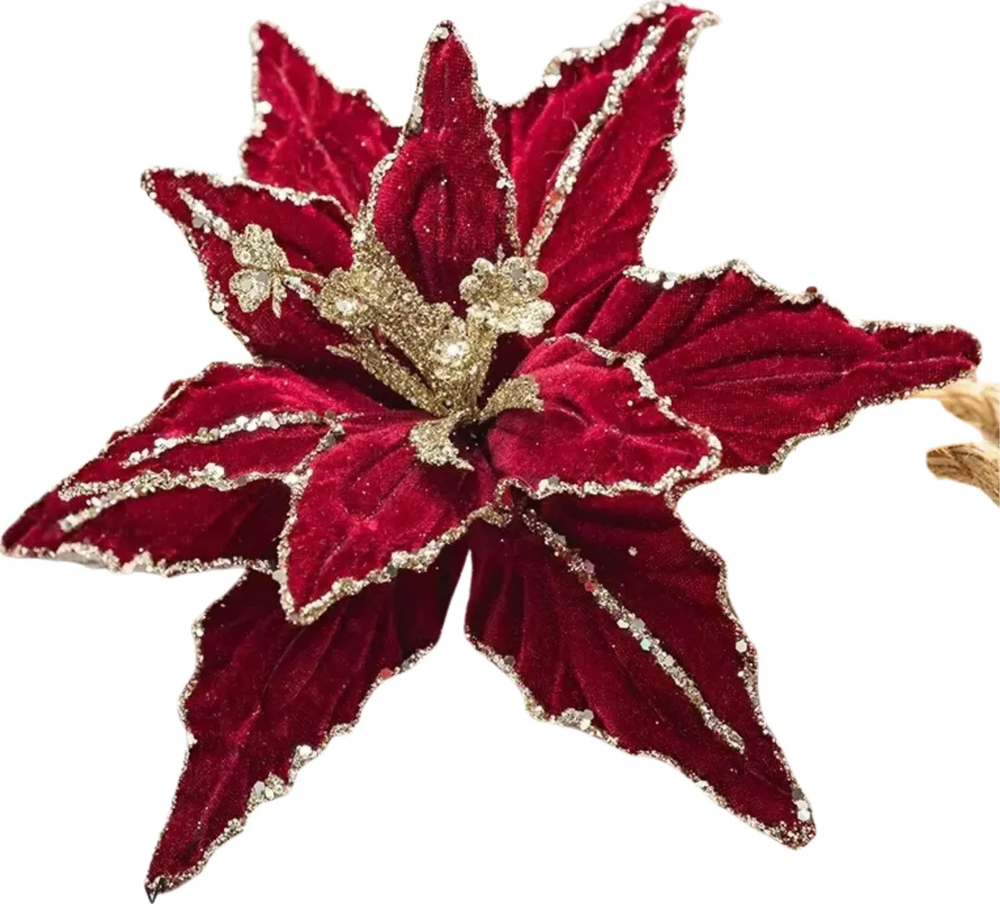 Pack 20 Flores Navideña Adorno De Navidad 30*30 Rojas-0