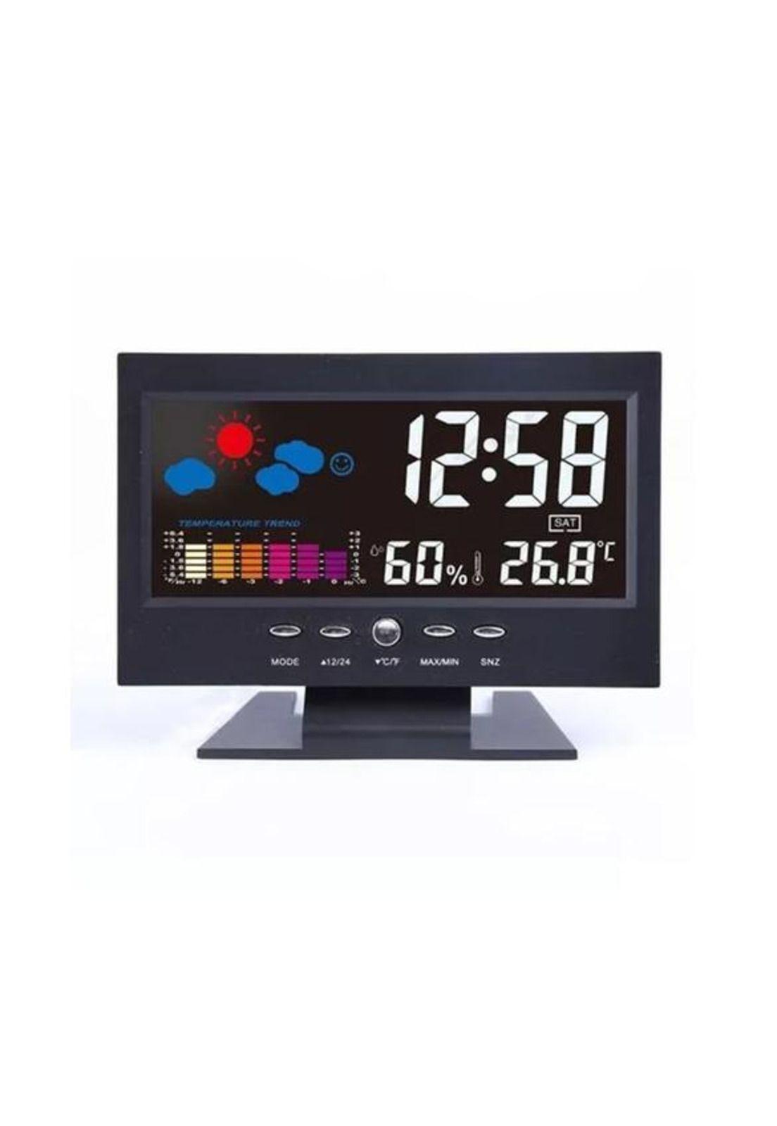 Reloj despertador lcd a luz temperatura color negro-0