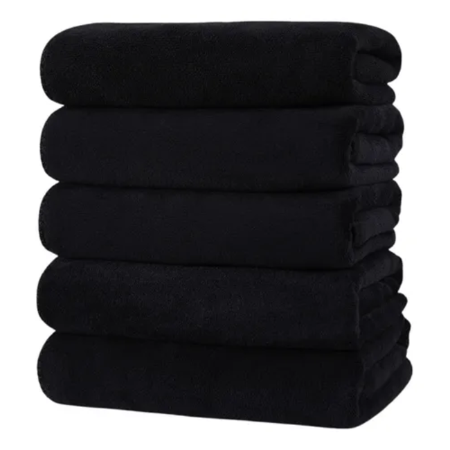 Pack 6 Toallas Negras Peluquería Hotel Barbería Spa Gym 50x100 cm-0