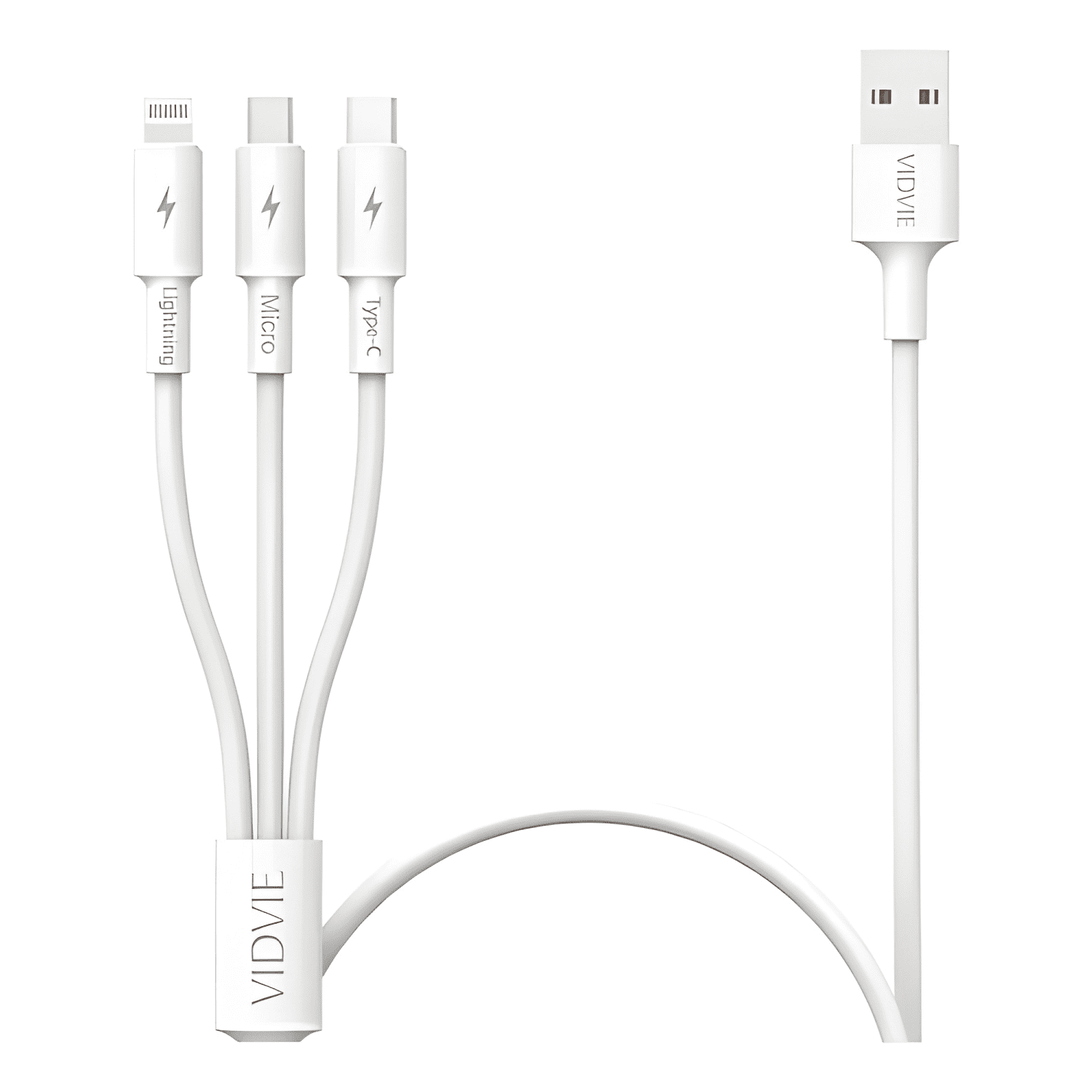 Cable multicarga carga rápida USB 3 en 1 vidvie Blanco-0