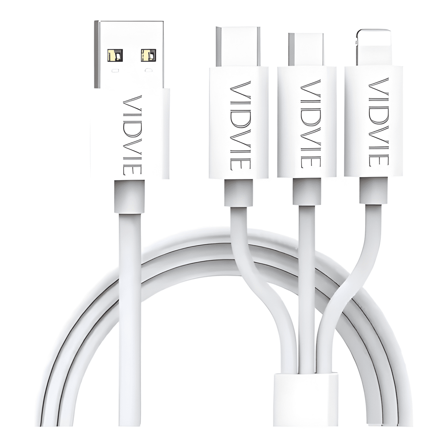 Cable multicarga carga rápida USB 3 en 1 vidvie Blanco-3