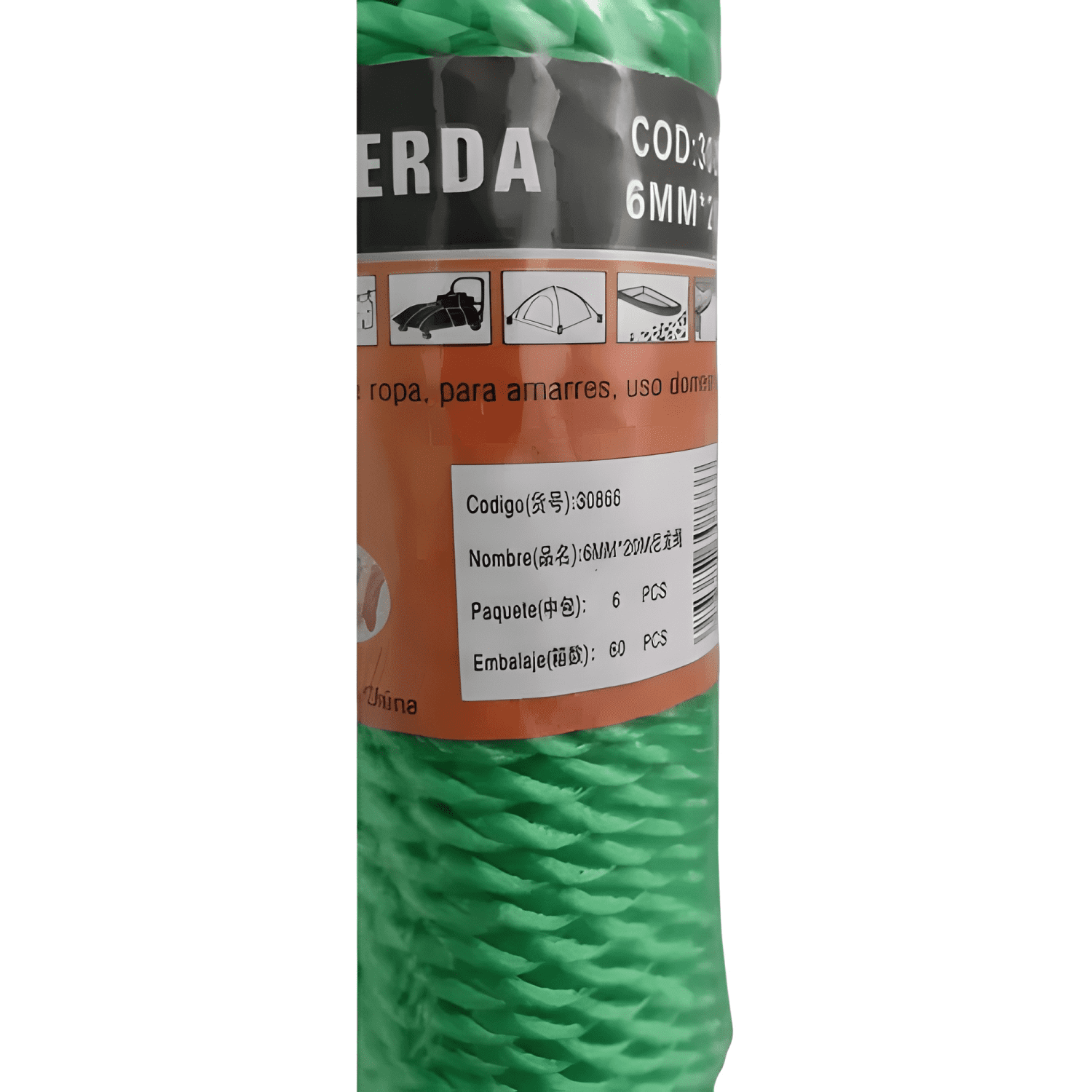 Cuerda cordel amarra soga plástico nylon 6mm x 20 m #19-1