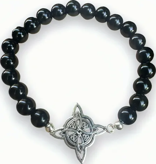 Pulsera nudo brujas piedras protección elasticada-0