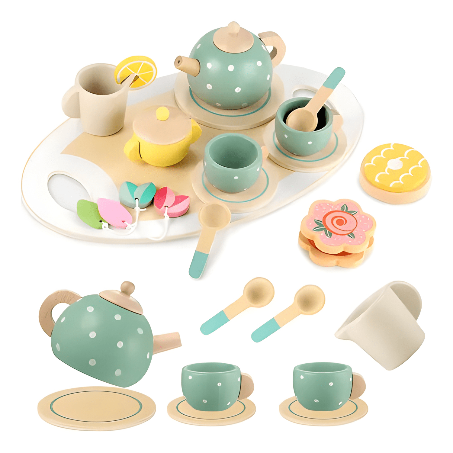 Set de té con bandeja juguete de madera Fl601-0