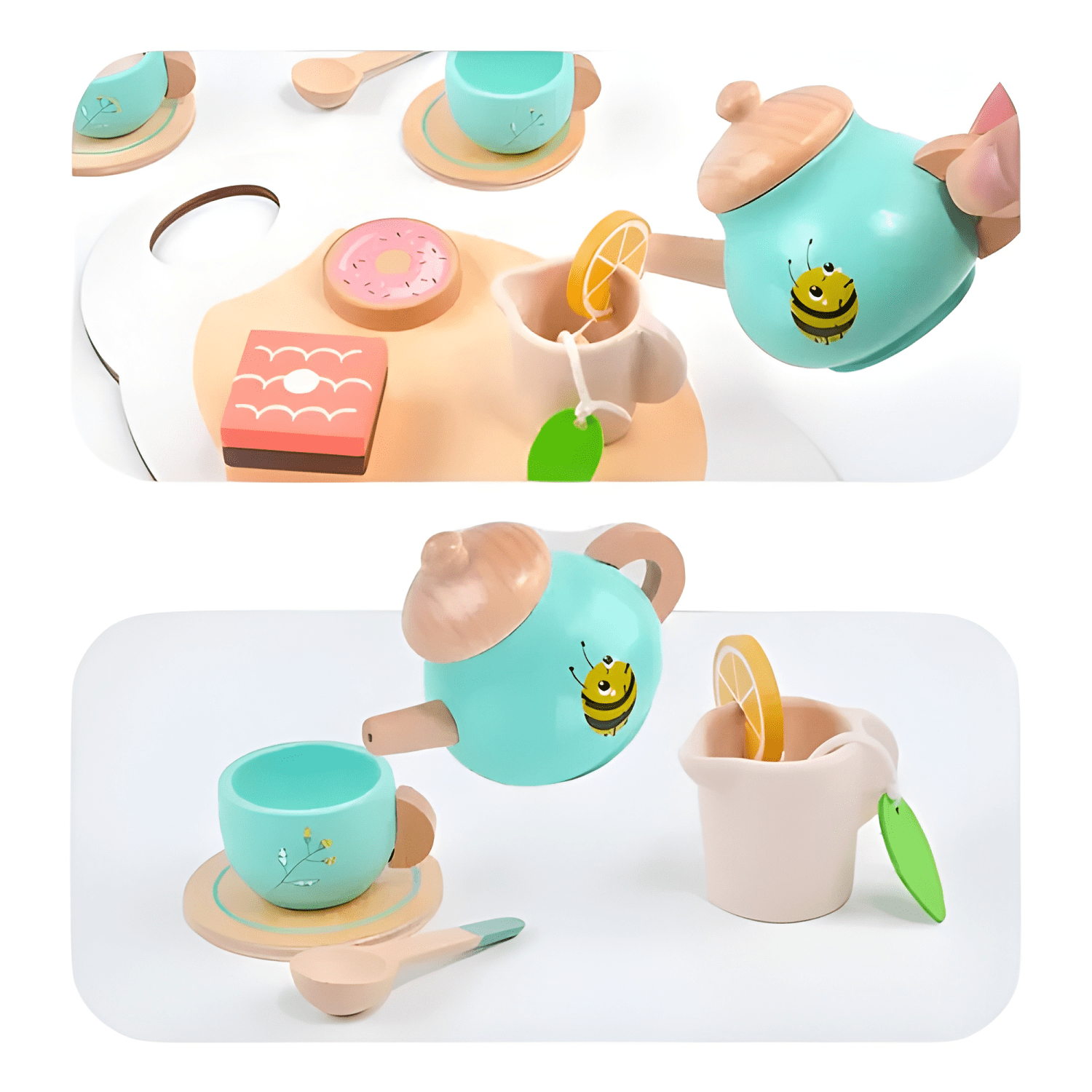 Set de té con bandeja juguete de madera Fl601-1