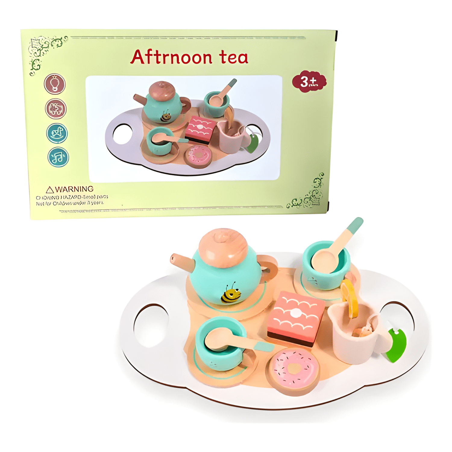 Set de té con bandeja juguete de madera Fl601-2
