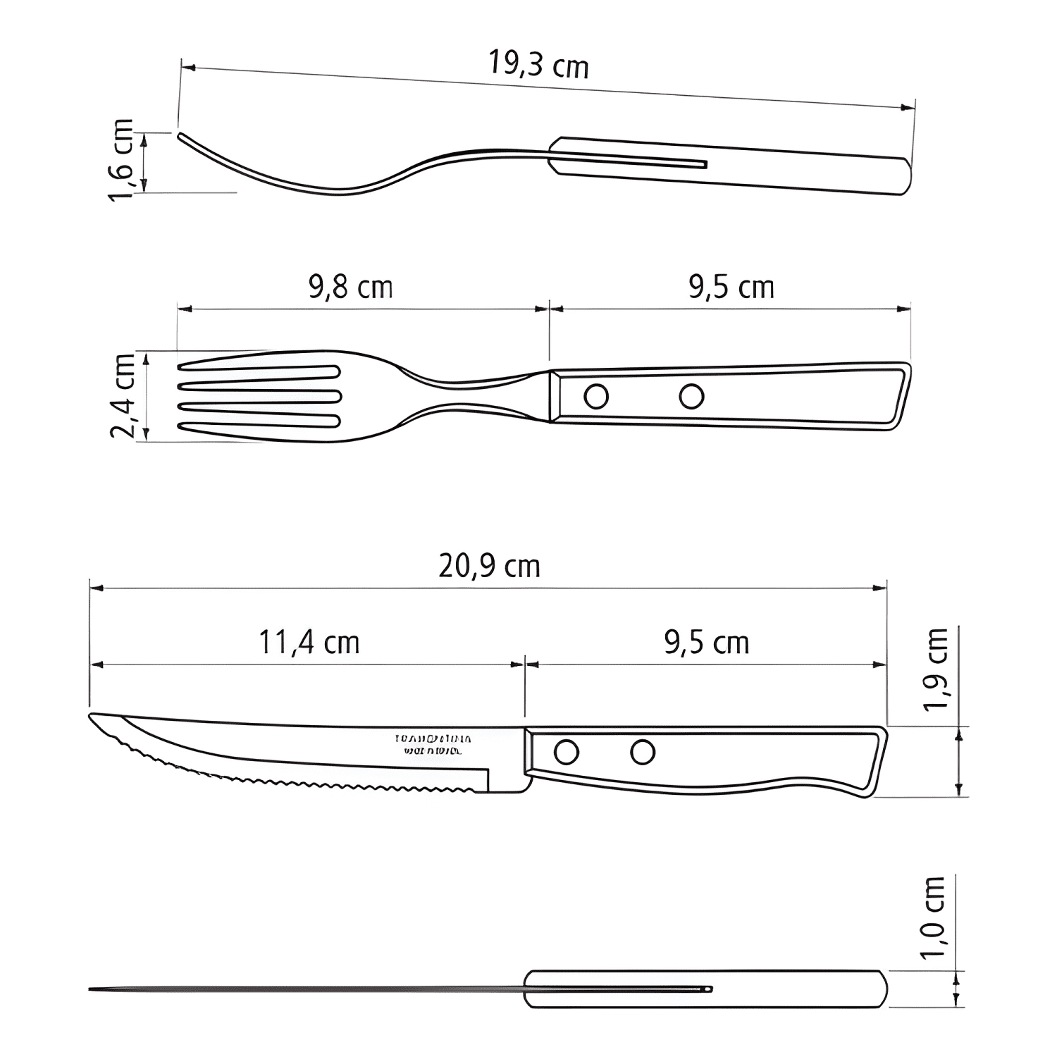 Juego para asado 12 pzas en madera natural Café #4-3