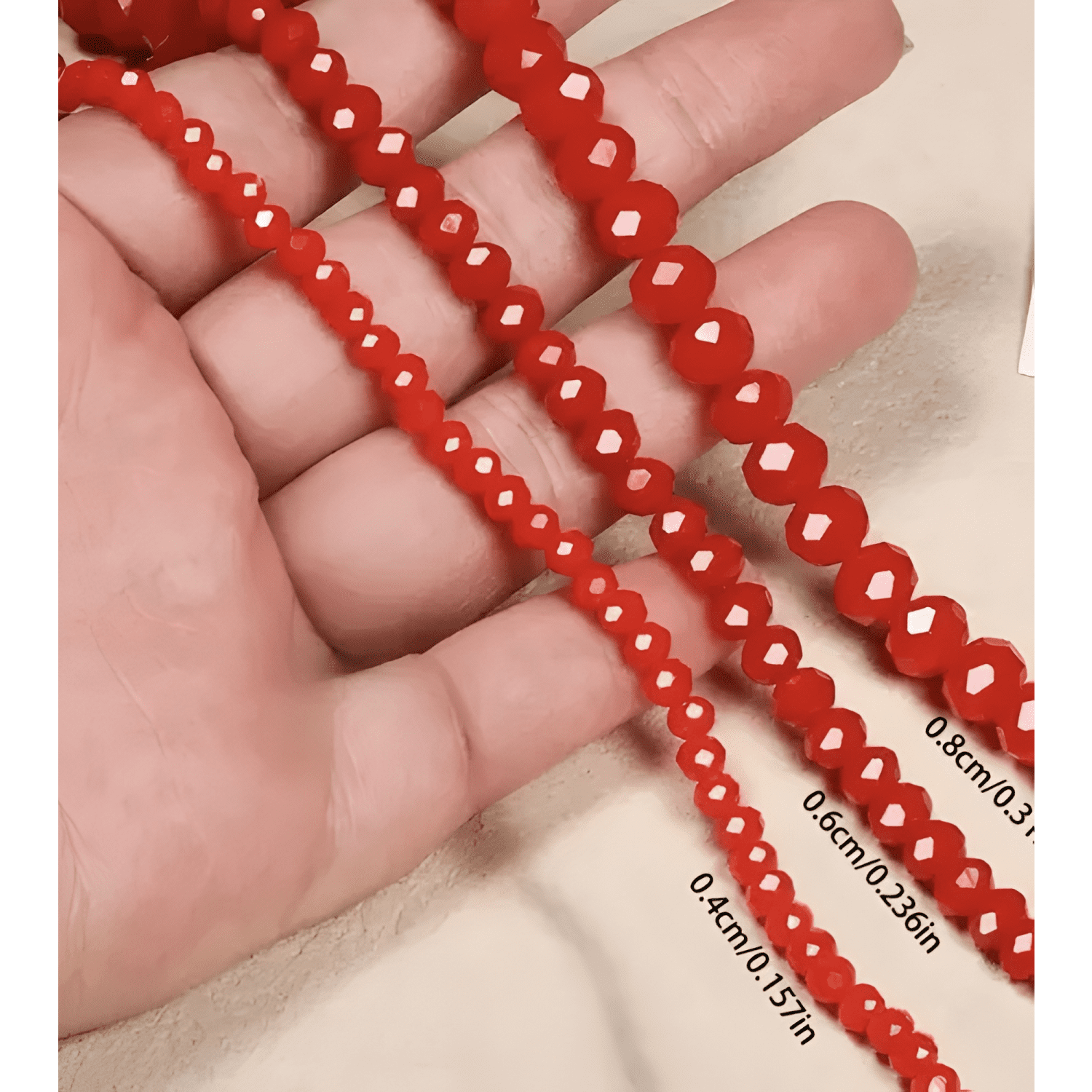 Pack 3 pulseras elásticas cristales rojos protección mujer-4