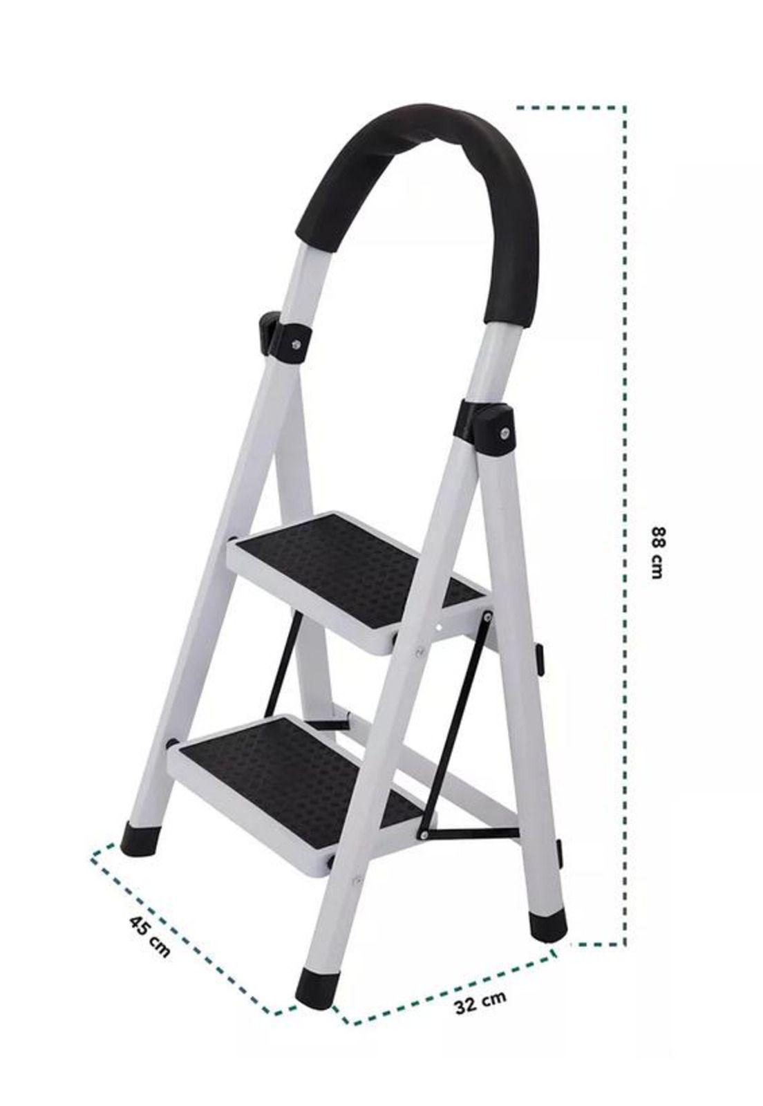 Escalera de acero plegable con 2 escalones color negro-3