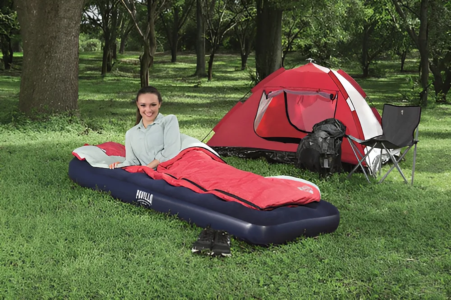 Colchon Inflable 1 Plaza 185x76x28 - Inflador Incorporado!! Color Azul-0
