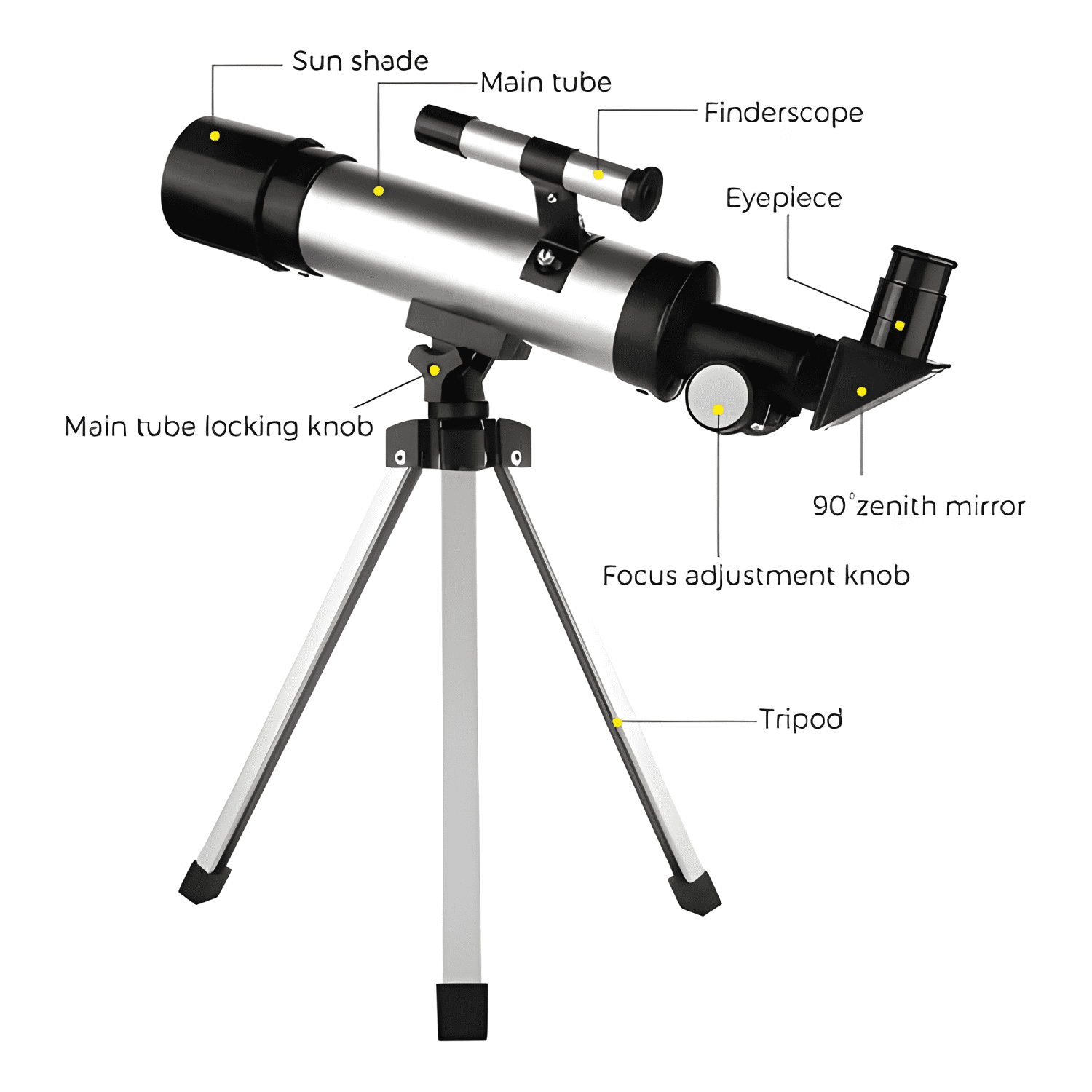 Telescopio Niños Refractor 90x Plateado-3