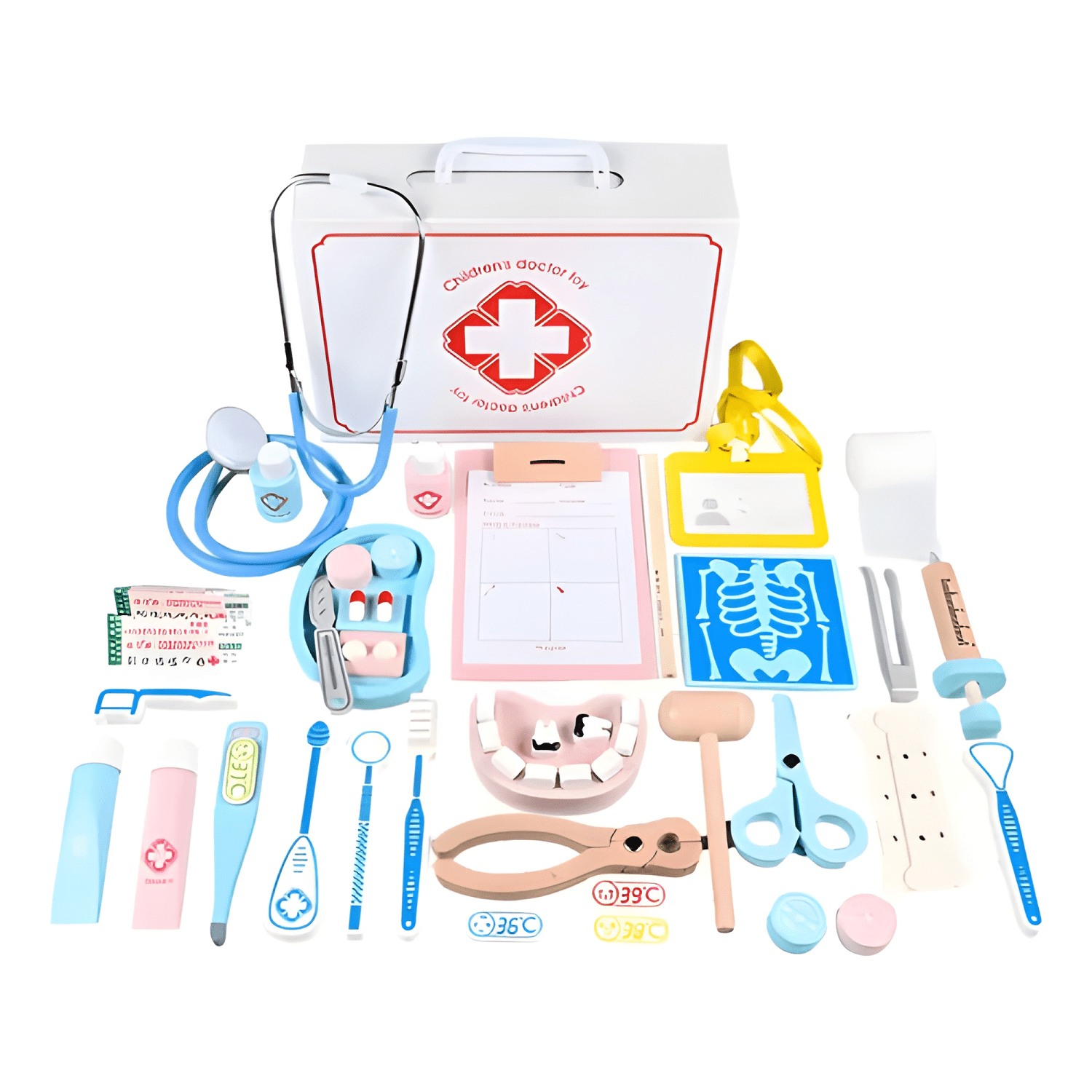 Juguete didáctico kit médico dentista madera niños #7-0