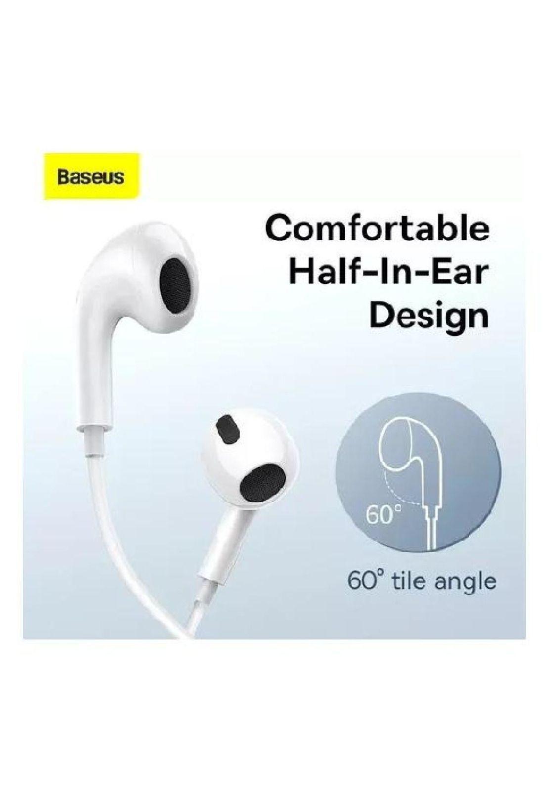 Audífonos con cable Baseus tipo C con micrófono para Xiaomi blanco-1