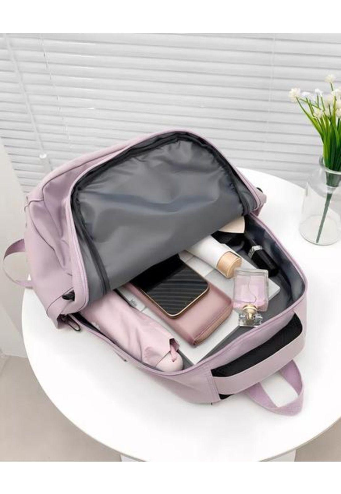 Mochila escolar juvenil impermeable gran capacidad 40L lila-2