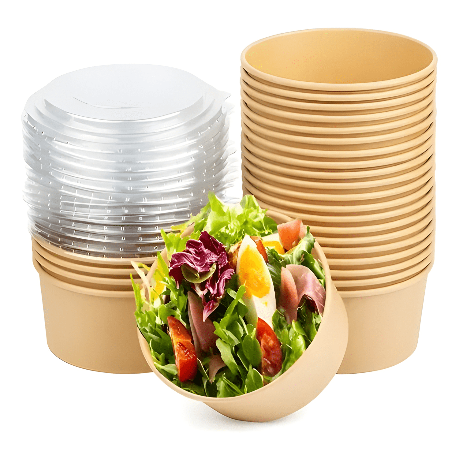 100 bowls plastico bowl kraft bowl con tapa envases 1000 CC-0
