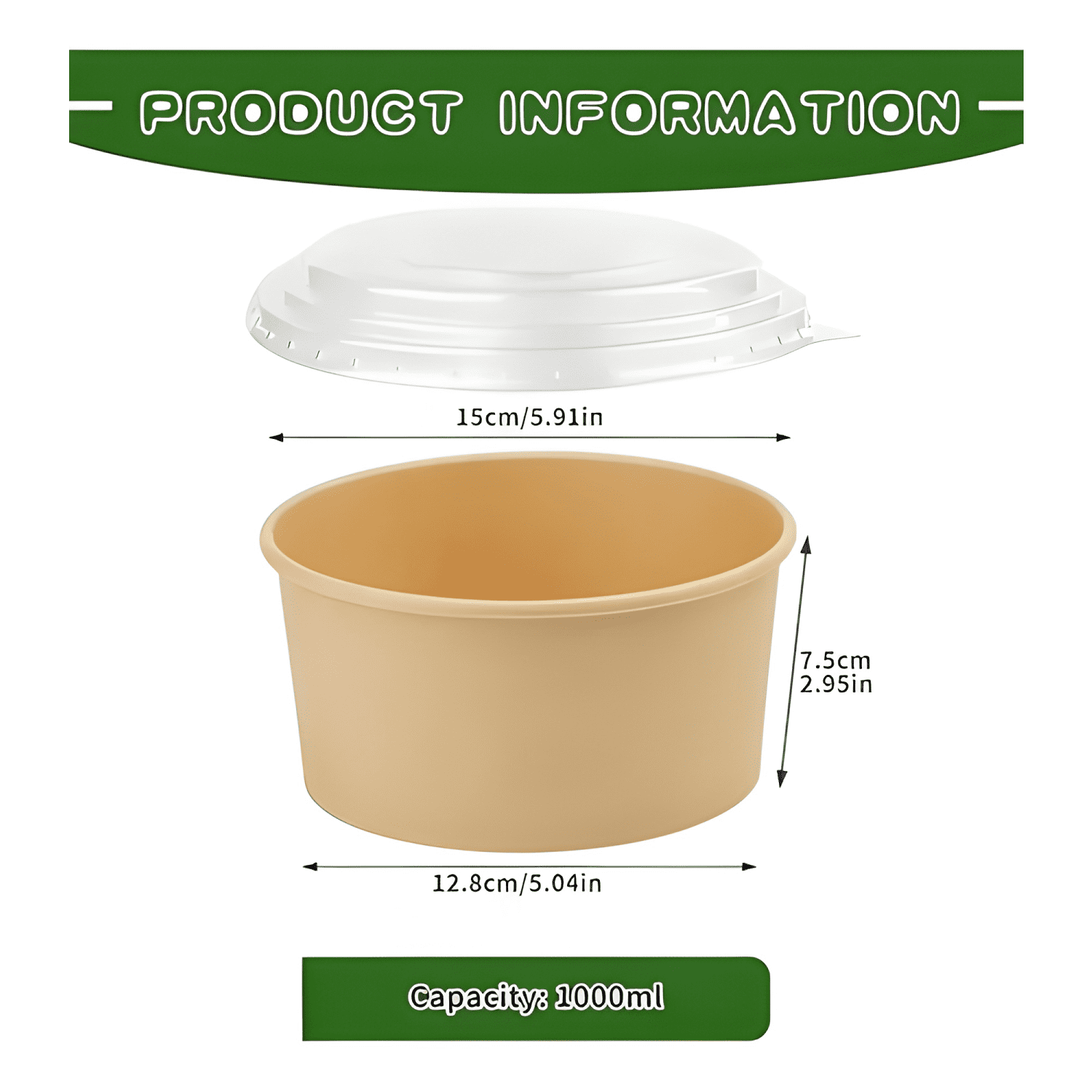 100 bowls plastico bowl kraft bowl con tapa envases 1000 CC-2