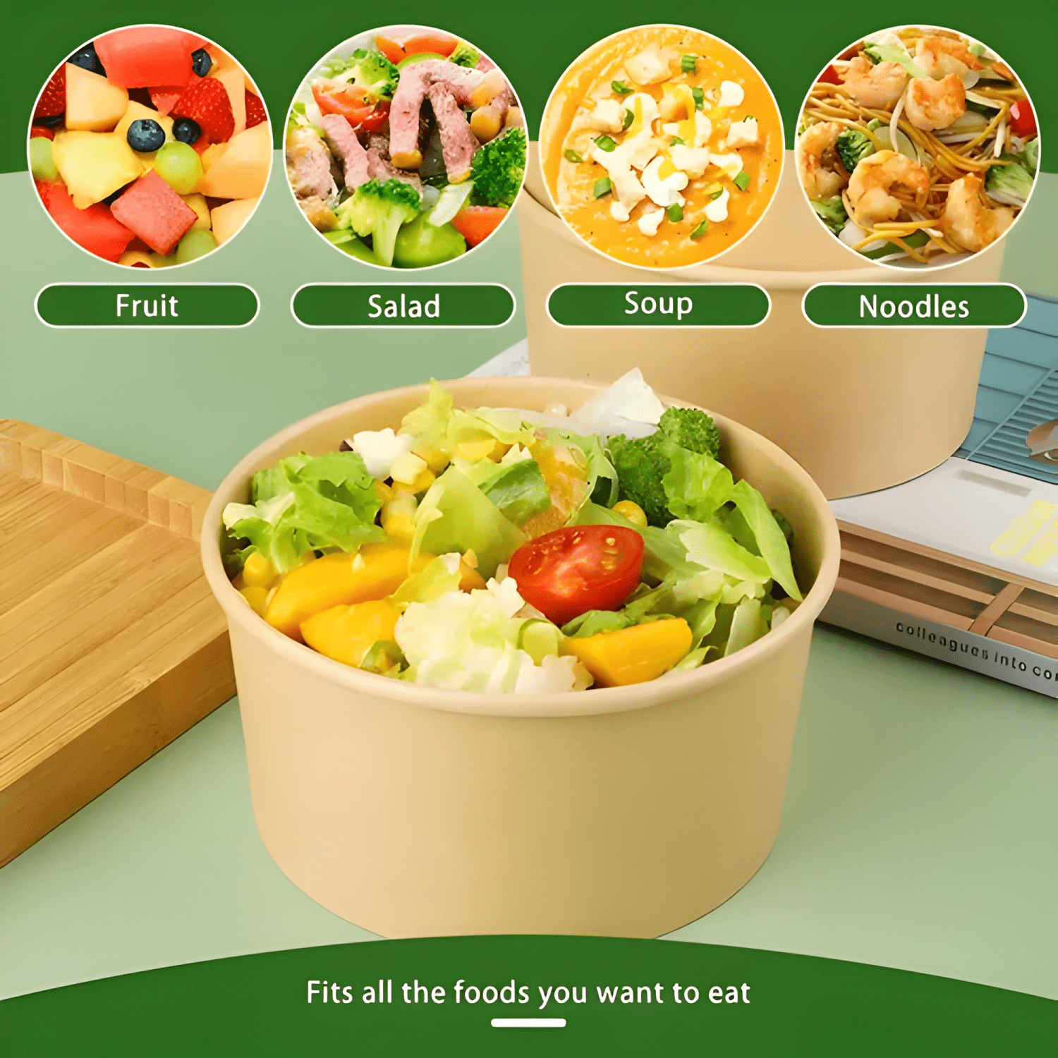 100 bowls plastico bowl kraft bowl con tapa envases 1000 CC-3