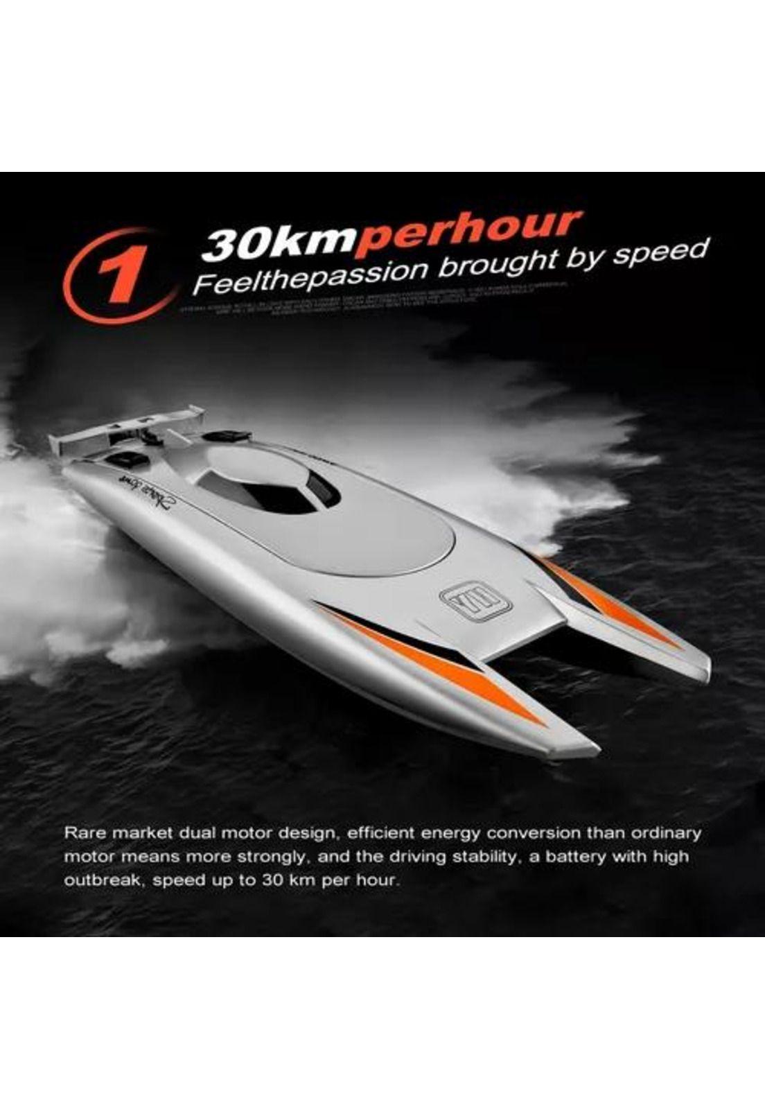 Lancha juguete a control remoto doble motor gris-2
