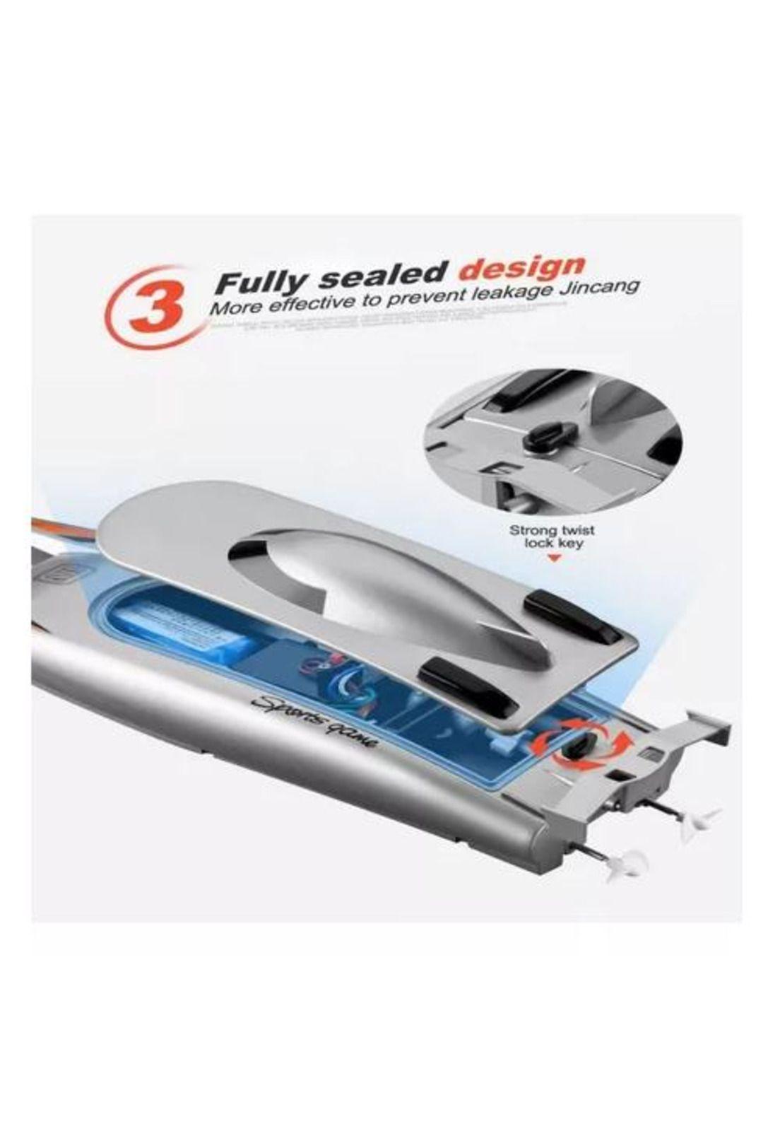 Lancha juguete a control remoto doble motor gris-4
