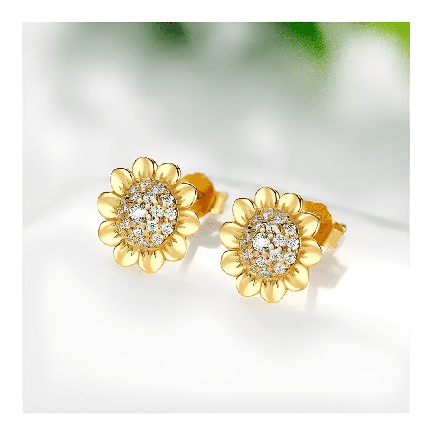 Aros Girasol Amarillo Plata 925 Regalo Mujer Dorado-2