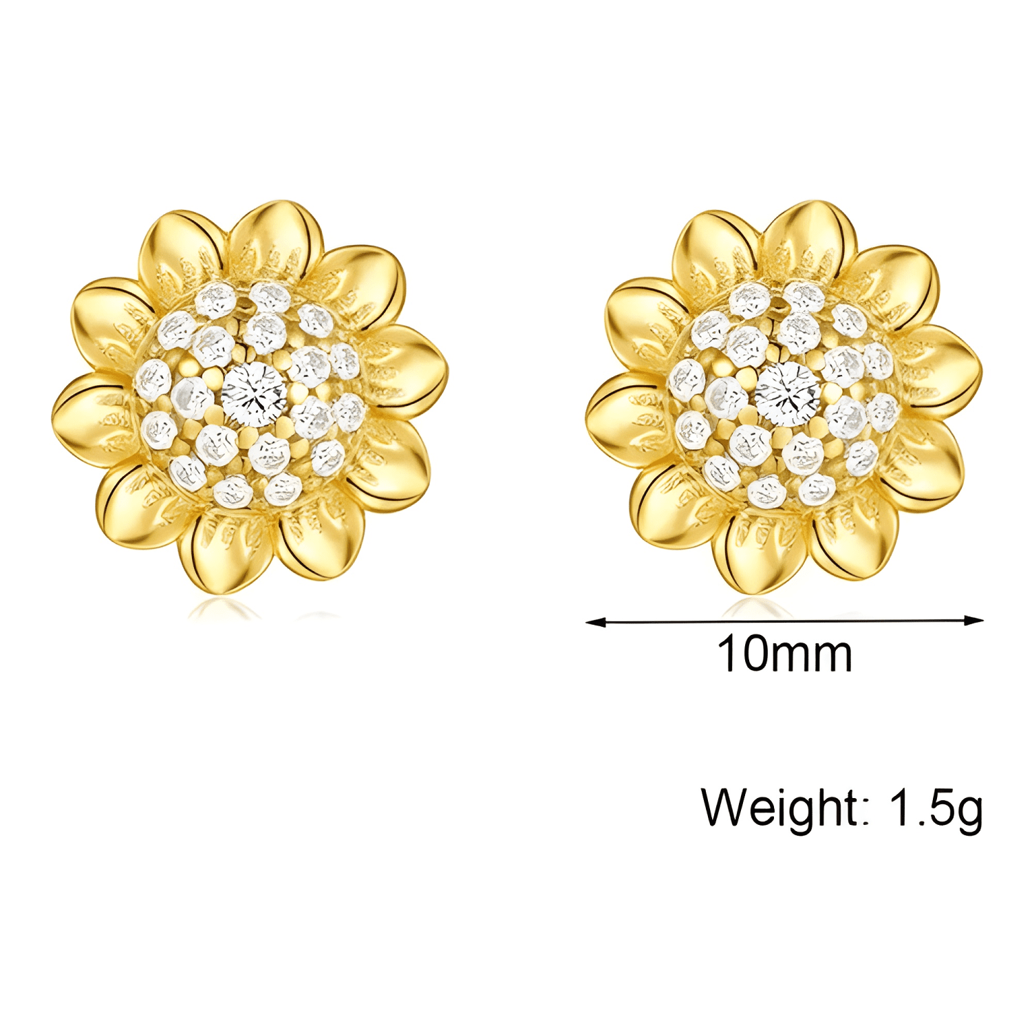 Aros Girasol Amarillo Plata 925 Regalo Mujer Dorado-3
