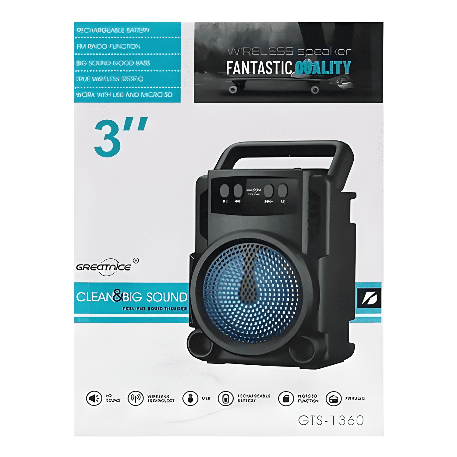 Mini parlante altavoz portátil bluetooth 3 pulgadas Negro-4