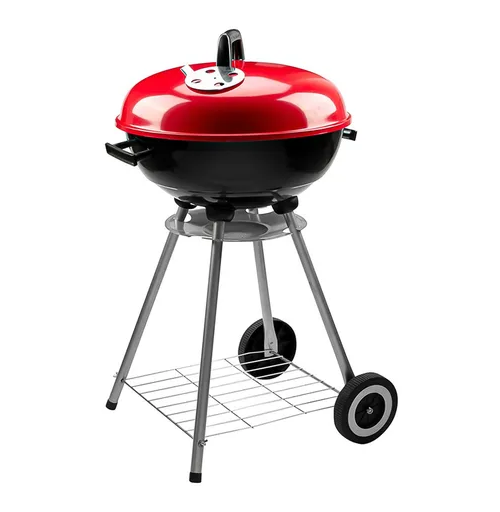 Parrillas A Carbon 85cm Alto Parrilla Redonda Móvil Asados Color Negro y Rojo-0