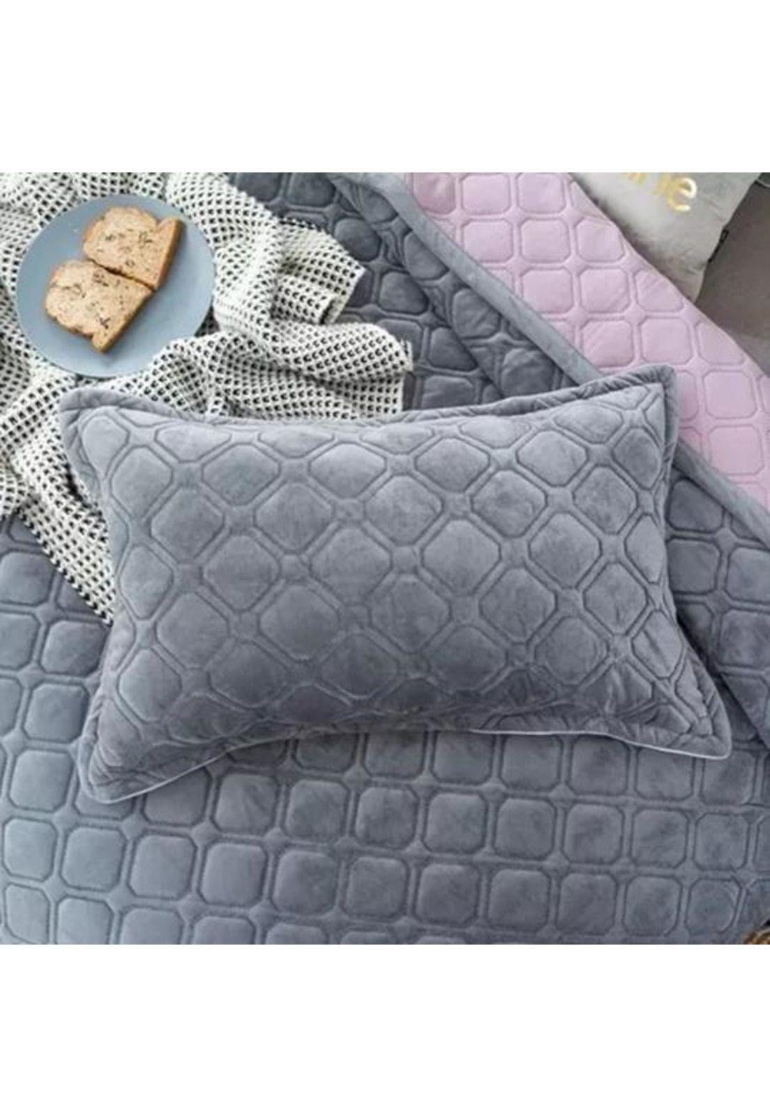 Fundas de almohadas con diseño gamuza 50x75 cm color gris-2